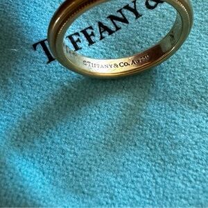 Tiffany & Co. 18K Yellow Gold Milgrain Wedding Band Ring 3mm Size 5 Au750